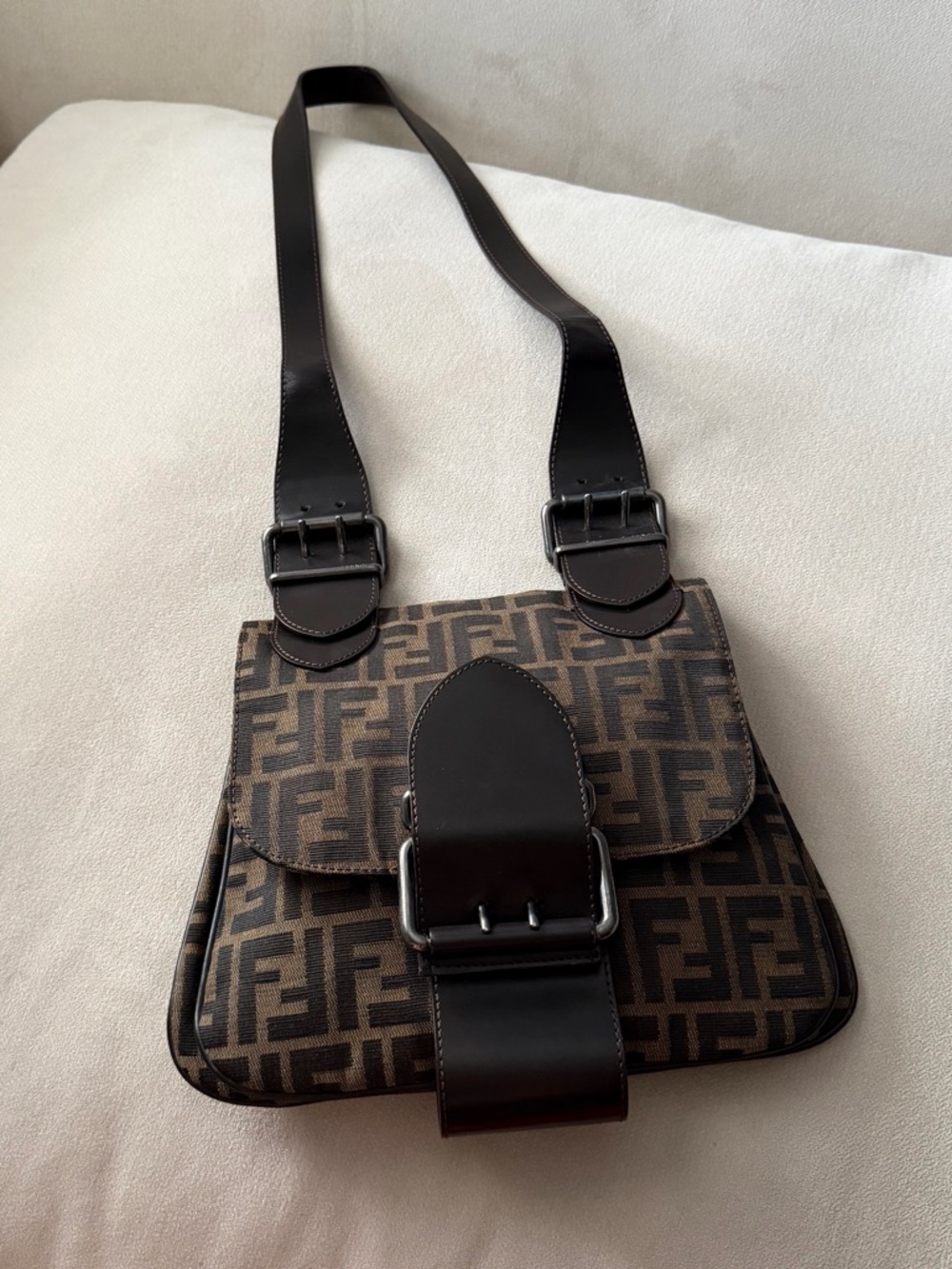 Fendi Zucca Canvas Shoulder Crossbody Bag